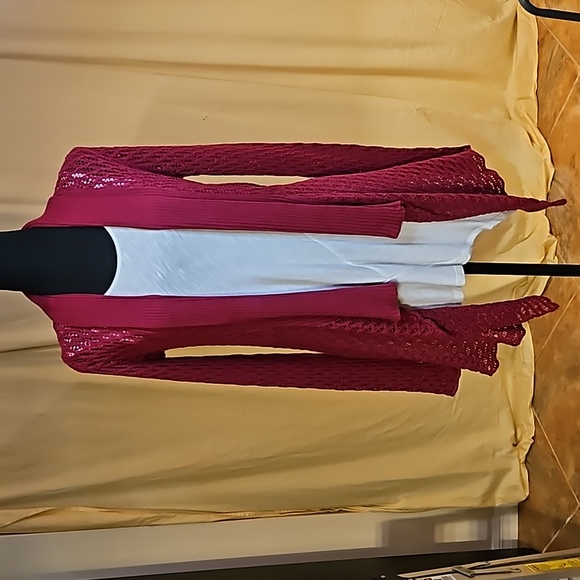 Belldini Sweaters - Belldini, Long, Knitted, Fuschia/Pink Cardigan